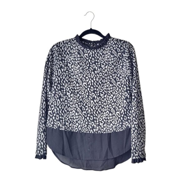 Elle Ruffle Neck Layered Animal Print Blouse - Picture 2 of 9
